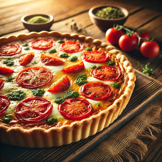 Quiche tomates, mozzarella et pesto, parfaite pour l’été