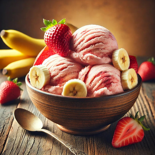 Glace maison fraise-banane, sans sucre ajouté
