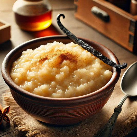 Riz au lait crémeux fait maison, préparé avec du lait végétal
