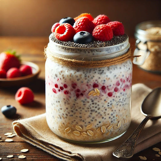 Overnight oats aux fruits rouges, frais et riches en fibres